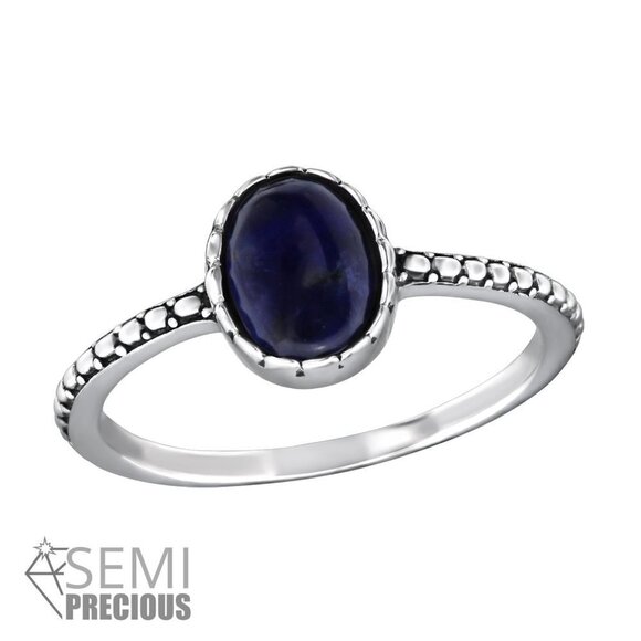 Sterling Silver Sodalite Semi Precious Gemstone Ring - Picture 1 of 8